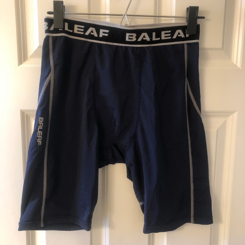 BALEAF Mens Compression Running Yoga Workout Shorts Navy Blue Size L